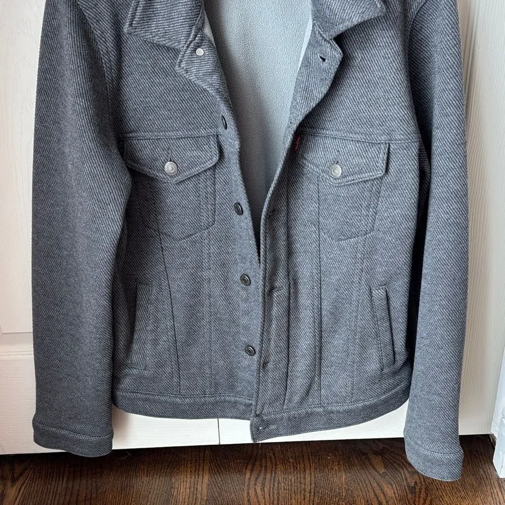 Levi's men’s softshell trucker Charcoal Men's Shirt Jacket Shacket large EUC - Picture 3 of 10